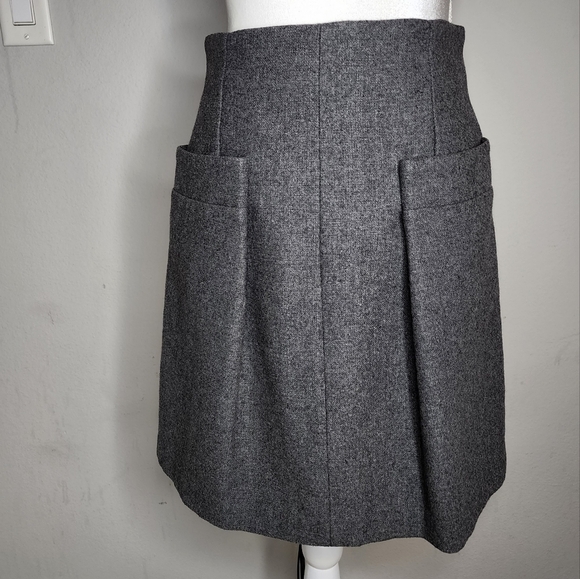 Katya Leonoviche faux wool grey skirt size 34 Italy Front Pockets Vegan Feminie - Picture 1 of 14